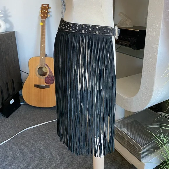 RARE Idyllwind Suede Studded Fringe Belt western rodeo festival biker leather - Picture 6 of 10